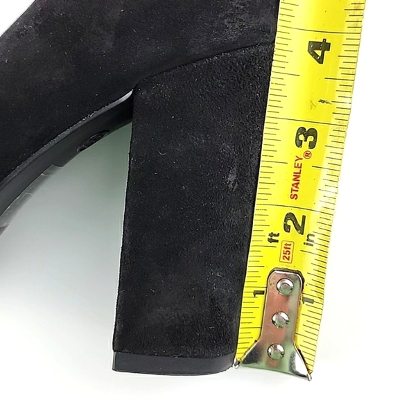 Le Chateau Flex Dressy Slip On Black Suede Pump Round Toe 4" Block  Heel Sz 38/8 - Picture 15 of 15